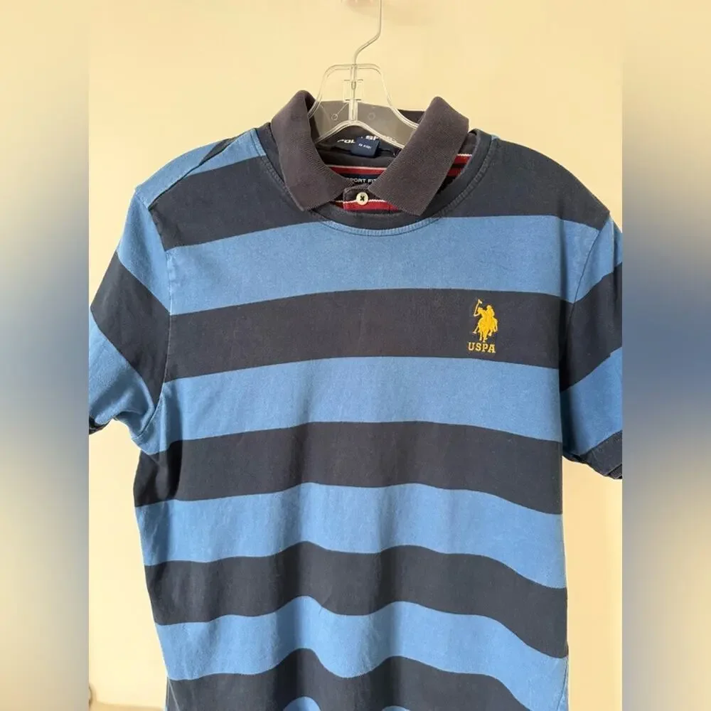 Ralph Lauren Polo Shirt Men’s L Striped Preppy Y2K + Bonus Tee Bundle